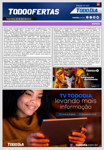 Capa: Todo Ofertas – Edição nº 401