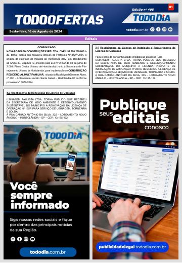 Capa: Todo Ofertas – Edição nº 498