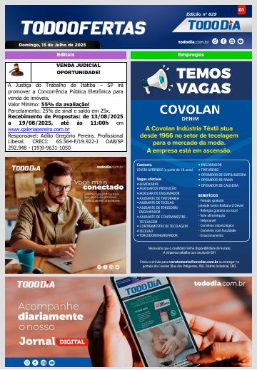 Capa: Todo Ofertas – Edição nº 829