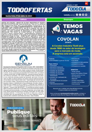 Capa: Todo Ofertas – Edição nº 833