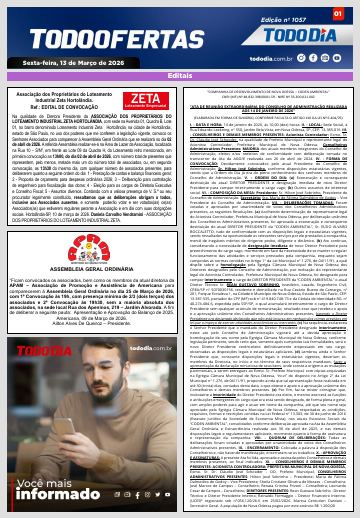 Capa: Todo Ofertas – Edição nº 1057